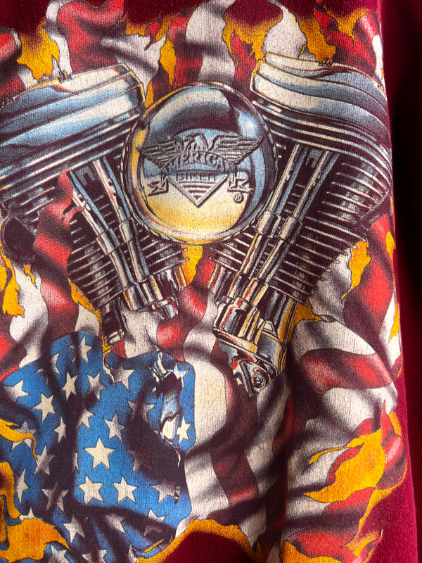 VTG 1990 3D Emblem American Biker Engine Sweatshirt