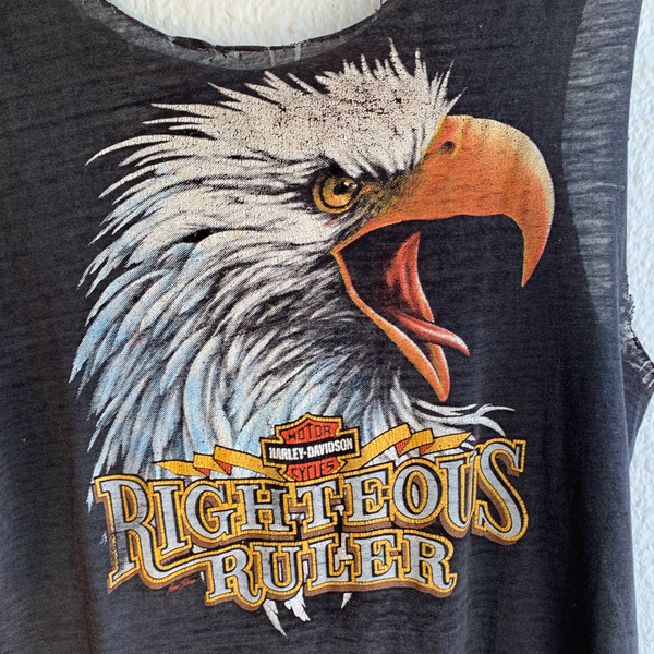 VTG Harley Davidson Righteous Ruler Cut Tank Top - L/XL - #020
