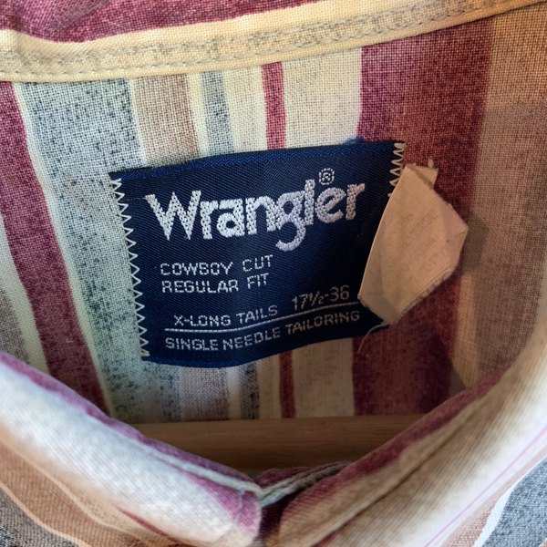 VTG Cowboy Cut Long Tails Wrangler Button Up - #047