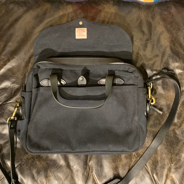 Filson 257 Rugged Twill Large Briefcase - Black - Talon Era - Made In USA