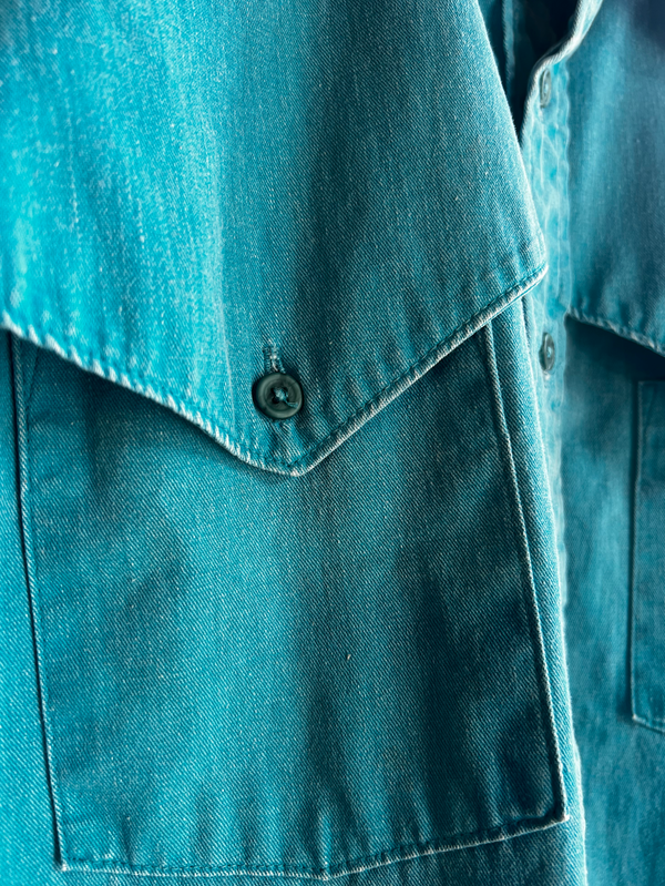 VTG 90s Wrangler LS Shirt Classic Teal - XL Long #111