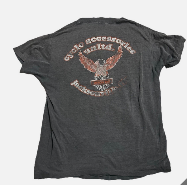 1980s Vintage 3D Emblem Harley Davidson Eagle Tee