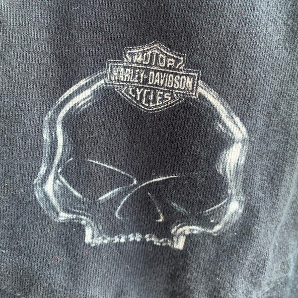 2000's Harley Davidson Long Sleeve Henley Worth North Kansas City MO Flame Logo Shirt XL