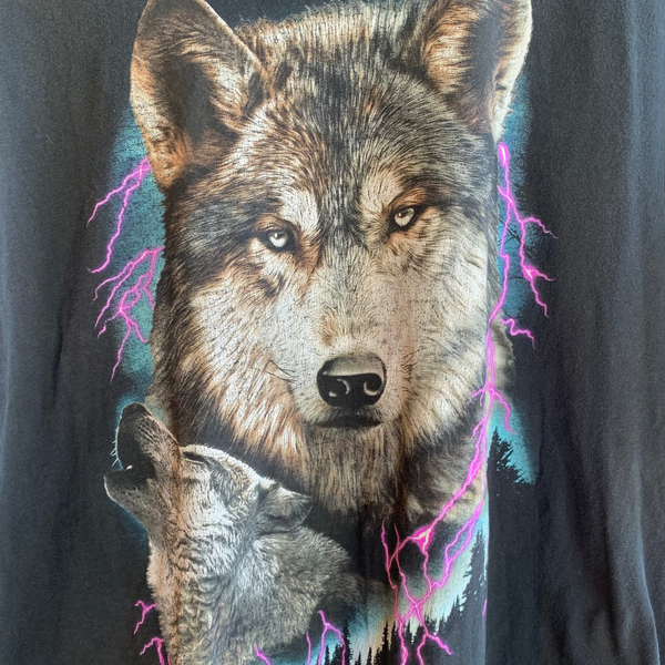 VTG Wolf Lightning Graphic Tee XL - #004