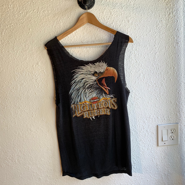 VTG Harley Davidson Righteous Ruler Cut Tank Top - L/XL - #020