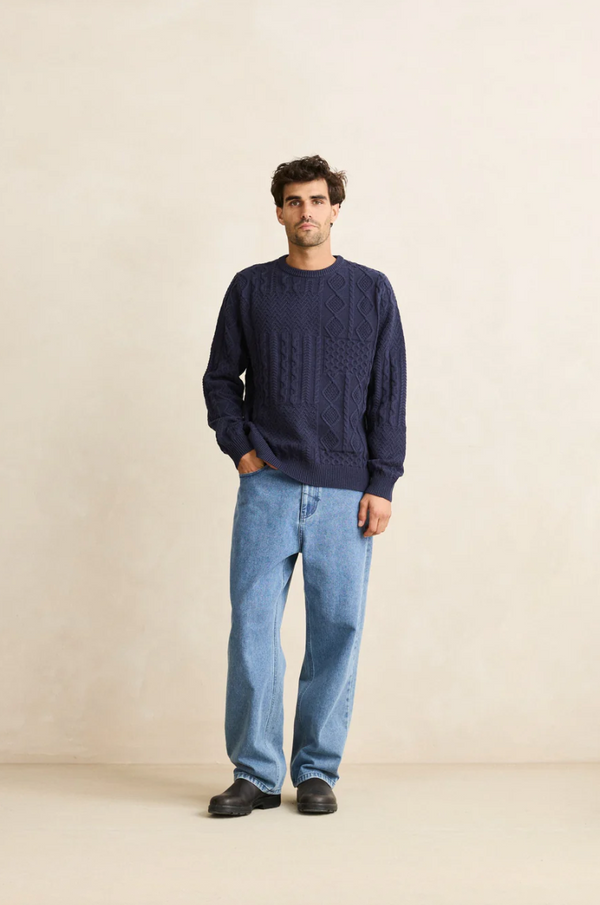 Patchwork Sweater Vintage Navy