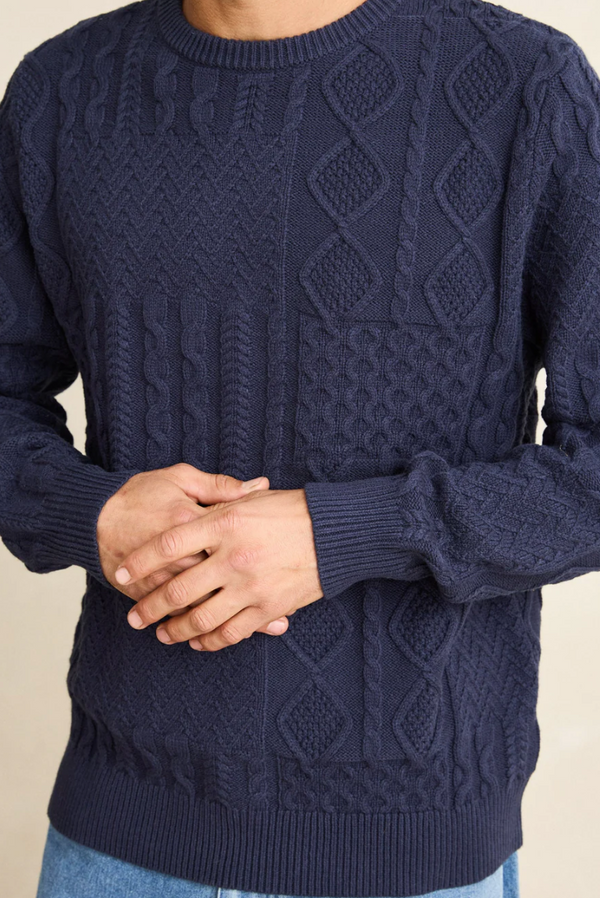 Patchwork Sweater Vintage Navy