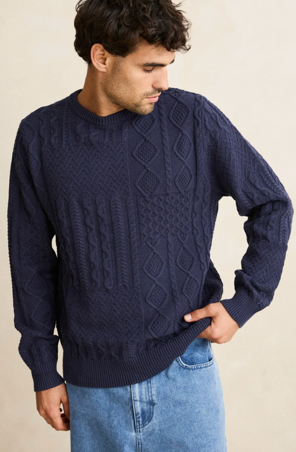 Patchwork Sweater Vintage Navy