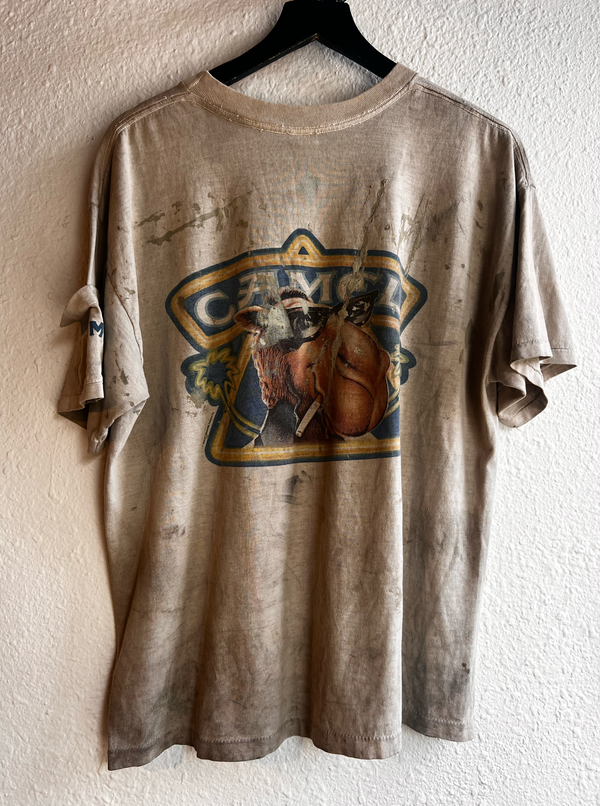 VTG 1990s Joe Camel Cigarettes Thrashed Pocket Sleeve Tee #114