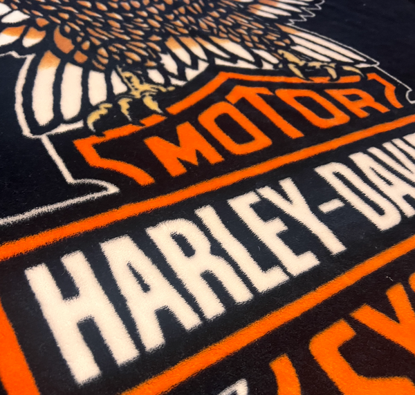 Vtg Harley Davidson® Heavy Fleece Blanket - Fly High