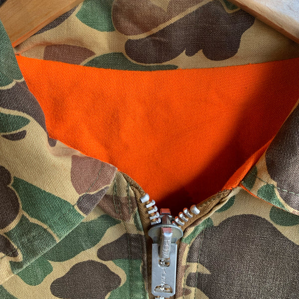 Vtg Sears 1970's Duck Reversible Hunting Jacket Camo USA Field Tested - XL
